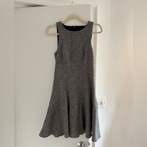 Tibi Houndstooth Wool Cotton Blend Dress